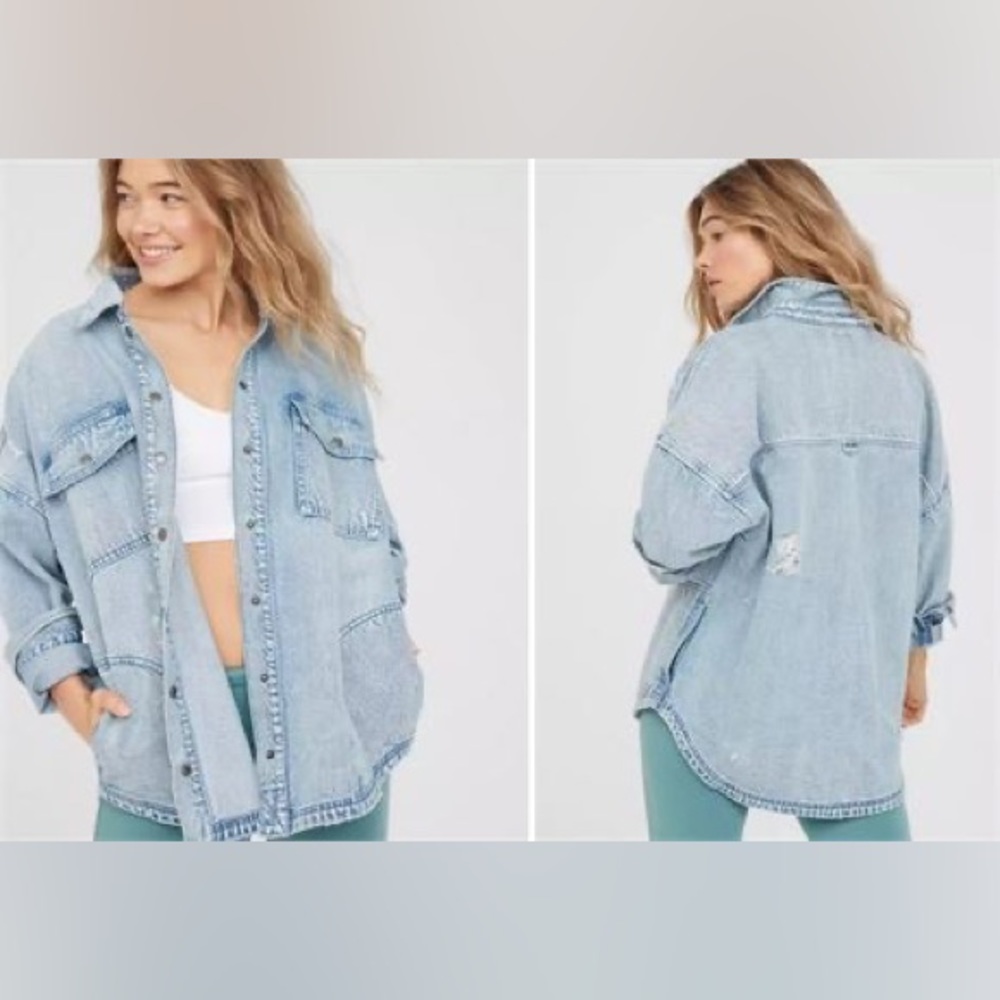 NEW Offline by Aerie Women's Denim Shacket, Medium Wash, Sz L